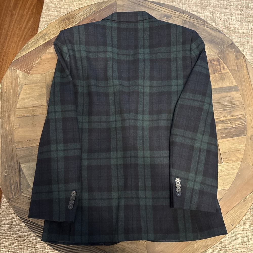 Tommy Hilfiger 36R Green/ Black Tartan Plaid Wool Mens Jacket Blazer Sport Coat - Picture 6 of 6